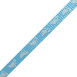 Baby Patterned Ribbon - Light Blue Feet (3/8" x 75')