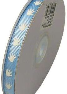 Baby Patterned Ribbon - Light Blue Hands (3/8" x 75')