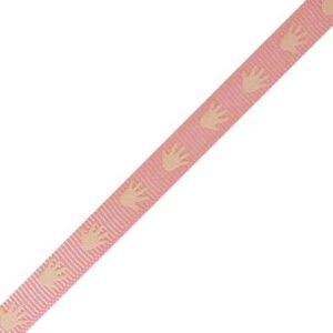 Baby Patterned Ribbon - Pink Hands (3/8" x 75')