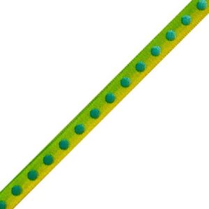 Fun Dots Ribbon - Mint/Yellow with Light Blue Dots (3/8" x 75')