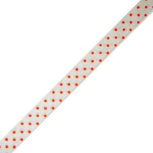 Organdy Dot Ribbon - White Sheer with Red Swiss Dots (3/8" x 75')