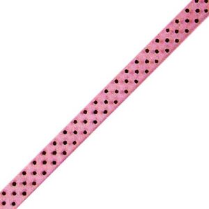 Organdy Dot Ribbon - Pink Sheer with Brown Swiss Dots (3/8" x 75')