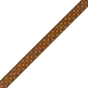 Organdy Dot Ribbon - Brown Sheer with Pink Swiss Dots (3/8" x 75')