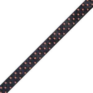 Organdy Dot Ribbon - Black Sheer with Pink Swiss Dots (3/8" x 75')
