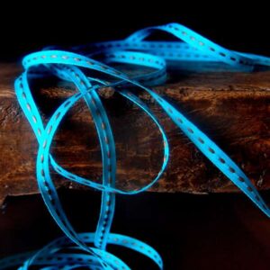 Mini Stitched Ribbon - Turquoise/Chocolate (1/4" x 75')