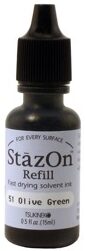 Tsukineko - StazOn - Solvent Ink - Reinker - Olive Green