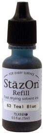 Tsukineko - StazOn - Solvent Ink - Reinker - Teal Blue