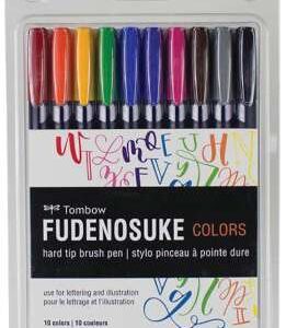 Tombow - Fudenosuke - Hard Tip Brush Pen - Set (10 Pieces)