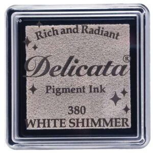 Tsukineko - Delicata - Metallic Pigment Mini Ink Pad - White Shimmer