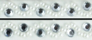 Want2Scrap - Bling - Strips - Silver Rhinestone & White Pearl (6" x 3/8")