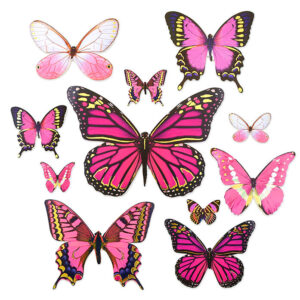 MultiCraft - Forever in Time - Butterfly Die Cuts with Foil Accents - Pink (33 Pieces)