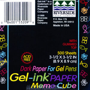 Gel-Ink Paper - Black - Memo Cube (3.5" x 3.5")