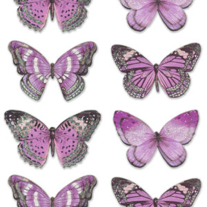 MultiCraft - Forever in Time - Handmade Stickers - Glitter Butterflies - Purple