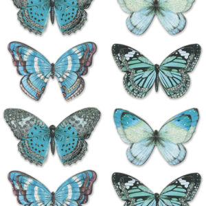 MultiCraft - Forever in Time - Handmade Stickers - Glitter Butterflies - Blue