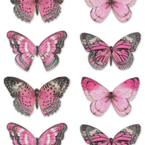 MultiCraft - Forever in Time - Handmade Stickers - Glitter Butterflies - Pink