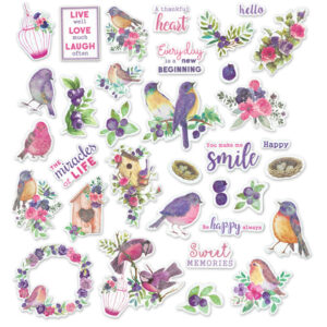 MultiCraft - Forever in Time - Glitter Die Cut Embellishments - Birds & Berries (70 Pieces)