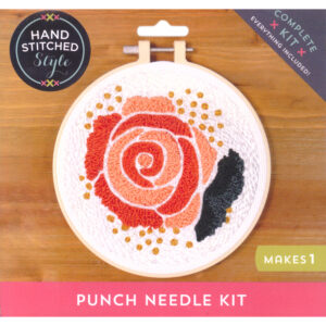 3 Birds - Cross Stitch Style - Punch Needle Kit - Rose