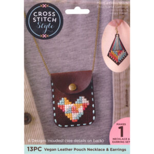 3 Birds - Cross Stitch Style - Pouch and Earring Set