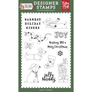 Echo Park - Here Comes Santa Paws - Stamp Set - Warmest Holiday Wishes