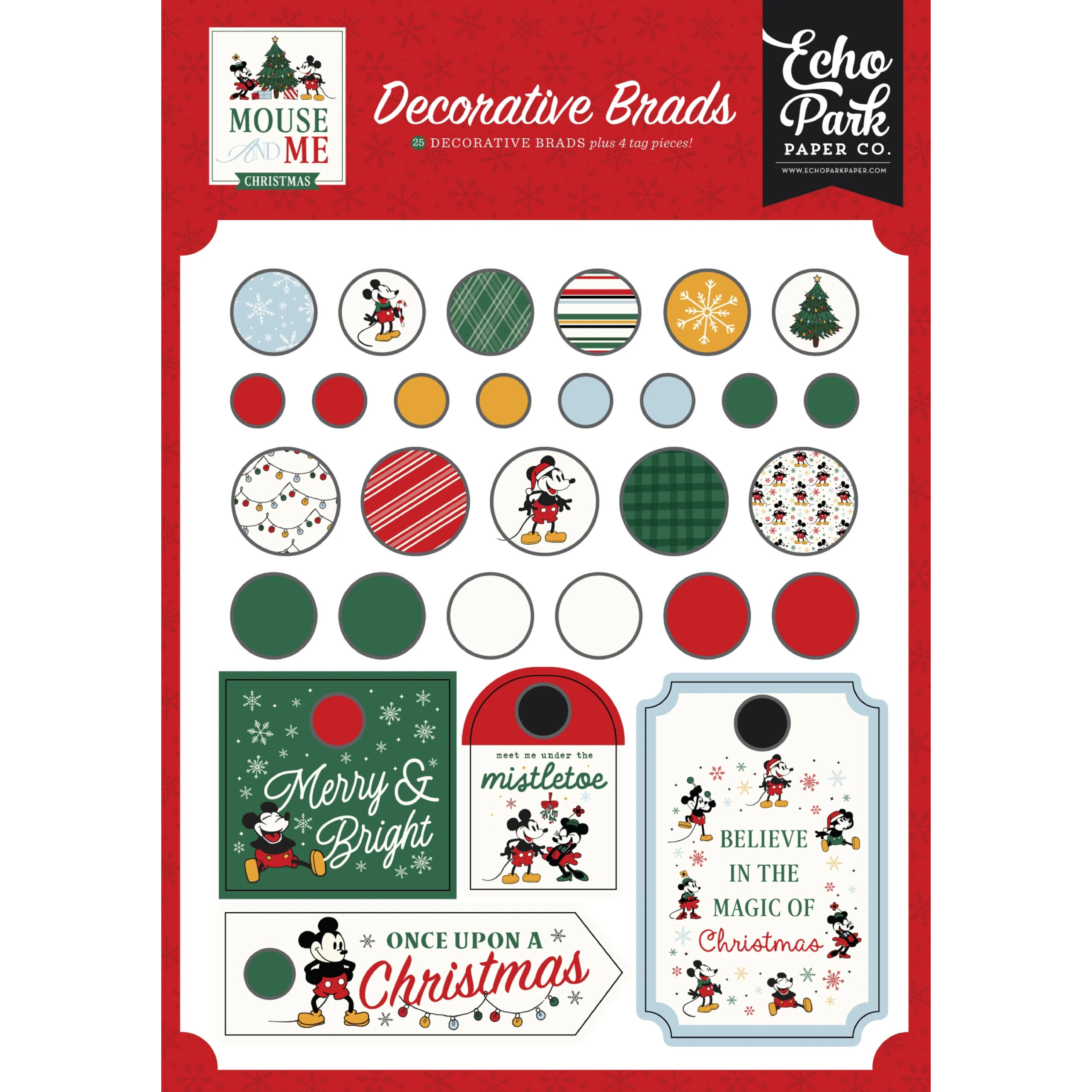 Echo Park - Mouse and Me Christmas - Decorative Brads