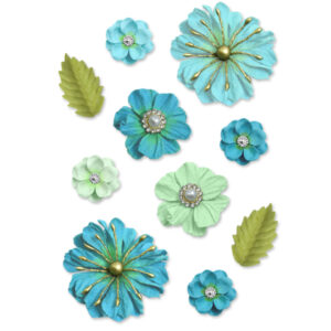MultiCraft - Forever in Time - Handmade Paper Medley w/Pearls and Filigree - Blue Sky (10 Pieces)