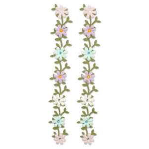 MultiCraft - Forever in Time - Handmade Paper Floral Border Vine w/Gem - Pastel (2 Pieces)
