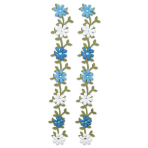MultiCraft - Forever in Time - Handmade Paper Floral Border Vine w/Gem - Sky (2 Pieces)