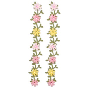 MultiCraft - Forever in Time - Handmade Paper Floral Border Vine w/Gem - Pretty (2 Pieces)