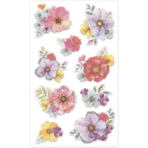 MultiCraft - Forever in Time - Paper Craft Stickers - 3D Glitter - Soft-Touch Themed - Floral