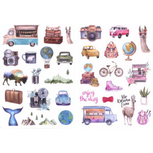 MultiCraft - Forever in Time - Glitter Embossed Stickers - Out and About (Travel)