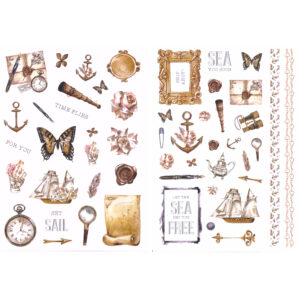 MultiCraft - Forever in Time - Glitter Embossed Stickers - Vintage Collage (Travel)