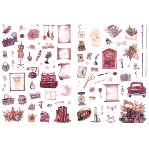 MultiCraft - Forever in Time - Glitter Embossed Stickers - Vintage Collage (Home)