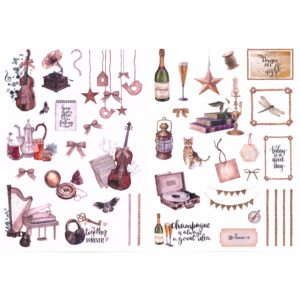 MultiCraft - Forever in Time - Glitter Embossed Stickers - Vintage Collage (Music)